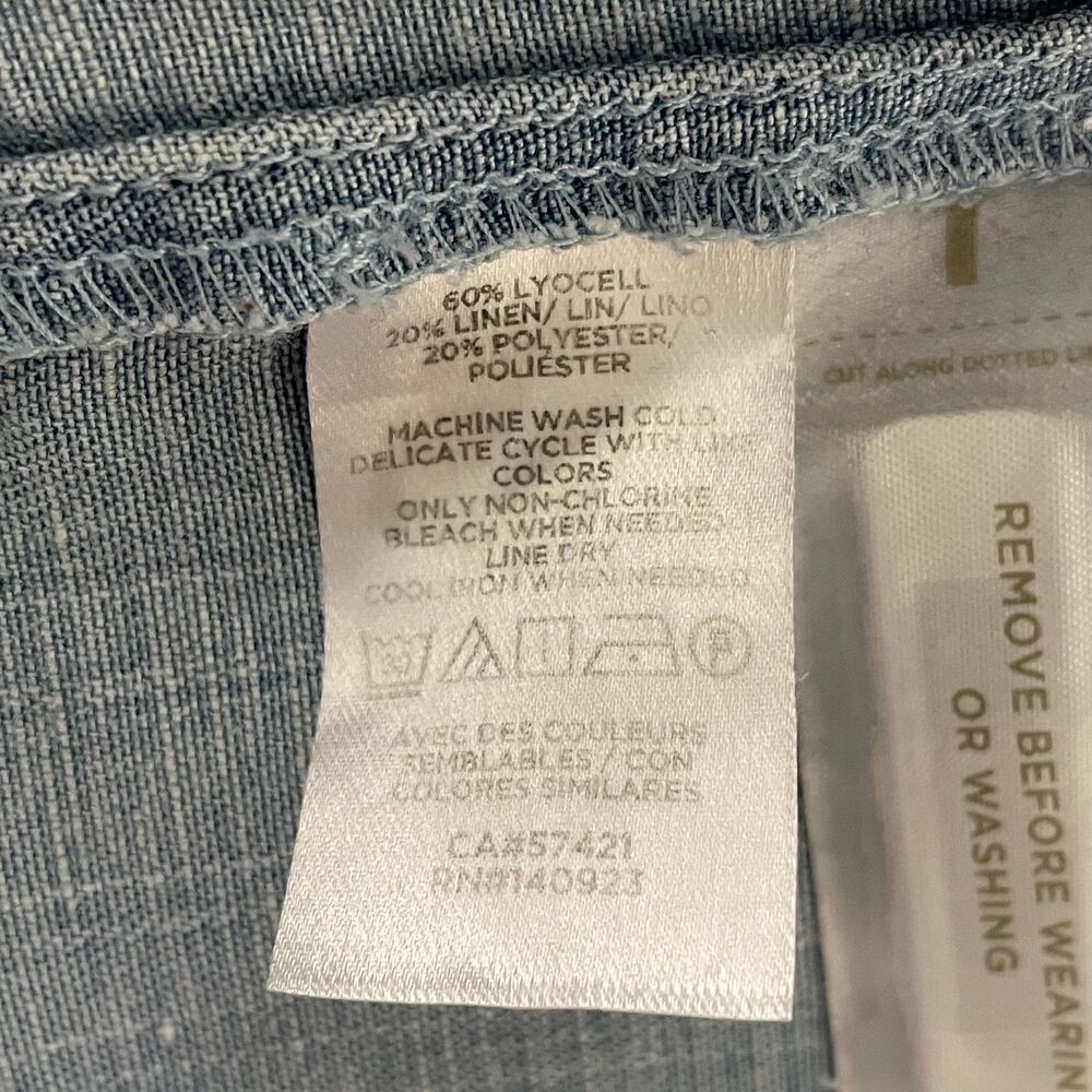 LOFT Tiered Dress Sleeveless Blue Chambray Women's Size L - Picture 10 of 11